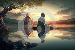 Iluustrative Depiction of Peaceful Meditation - Generative AI