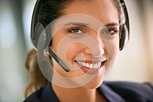 Im happy to help. Cropped portrait of an attractive young woman working in a call center.