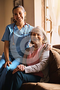 Im here whenever she needs me. Shot of a female nurse and a senior woman in a retirement home.