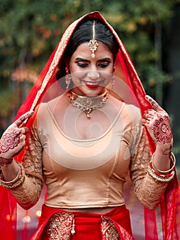 Im ready to meet my groom. Cropped shot of a beautiful hindu bride.