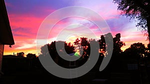 The sun and clouds making a colorful sky