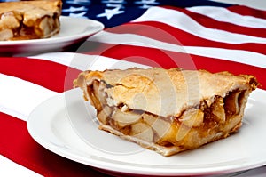 image of 2 pcs of apple pie on the American flag