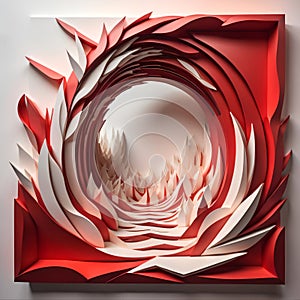 an image of 3d paper creation wiht combine red and white & x28;ai generated& x29;