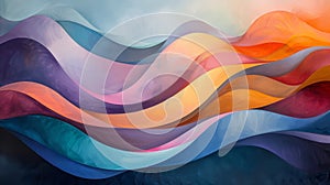 The image is an abstract painting with a wave-like pattern photo