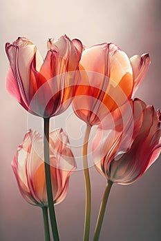 image of abstract transparent diaphanous ethereal tulips generative AI photo