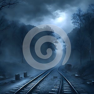 image of activity or environment scene at haunted train tracks by the cemetery horror