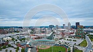 Aerial Louisville Slugger Field with city background photo