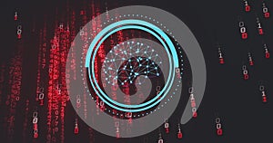 Image of ai brain and data processing over binary coding