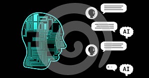 Image of ai chat and digital human on black background