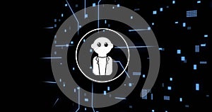 Image of ai data processing over chat bot and computer circuit board