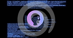 Image of ai data processing over chat bot and computer circuit board