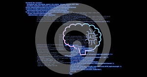 Image of ai data processing over chat bot and computer circuit board