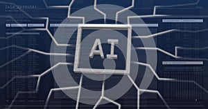 Image of ai data processing over computer circuit board