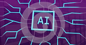 Image of ai data processing over computer circuit board