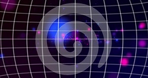 Image of ai data processing over grid on globe and dark background