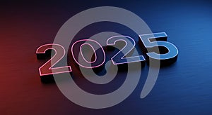 new year 2025 number illustration design blue and pink photo