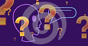 Image of ai icons and data processing over purple background