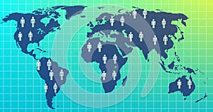 Image of ai icons and data processing over world map