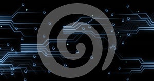 Image of ai text, icons and data processing over circuit board