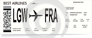 Image of airline boarding pass ticket.