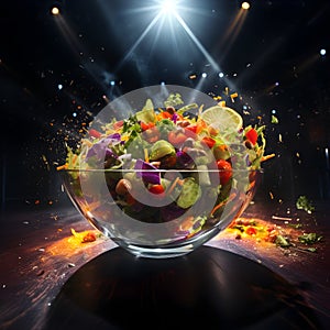 Image of an Amazing Salad in a Giant Glass Bowl