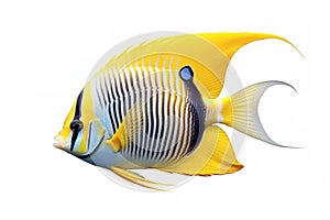 Image of an angelfish on white background. Fishs, Underwater Animals. Illustration, Generative AI