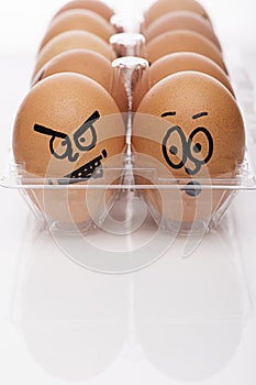 Image of angry and afraid easter eggs