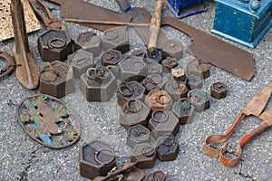 Image of antique balance weights.