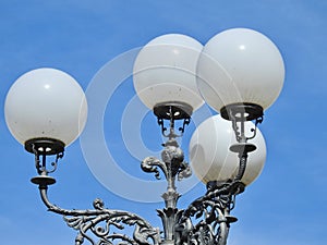 Antique lights in Piazzale Michelangelo square photo