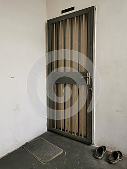 image of apartment front door with grill.