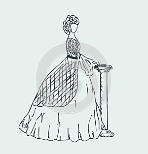 Image of aristocratic woman. Sketchy woman silhoue