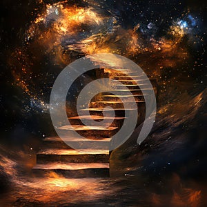 Image of the ascent to heaven at night.