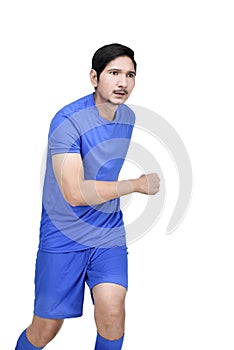 Image of asian footballer man ready for action