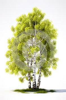 Image of aspen tree on white background. Nature. Illustration, Generative AI