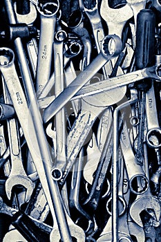 Assorted old hand tools background