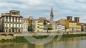 Traditional buildings along the Arno River, Florence Italy. photo