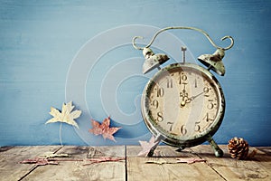 Image of autumn Time Change. Fall back concept