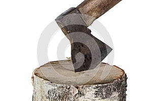 Image of axe in the birch stump