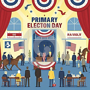 illustration of Primary Election Day commemorations and greetings photo