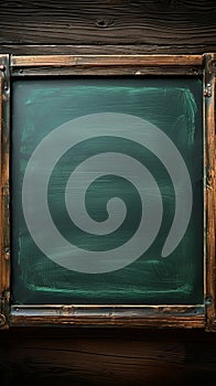 Image Back to school concept green chalkboard background with wooden frame