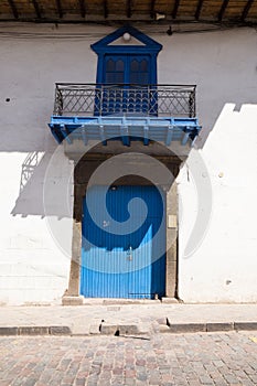 Image of a balcony in Cusco city Peru. Old balcony from colonial time