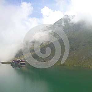 Image of Balea lake and chalet