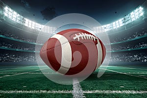 Image Ball on American football arena 3D illustration photo, capturing the excitement of sports events