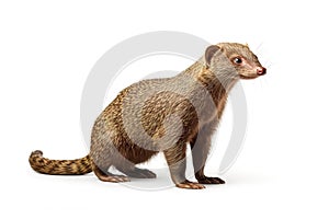 Image of a banded mongoose on white background. Mammals, Wildlife Animals, Illustration, Generative AI