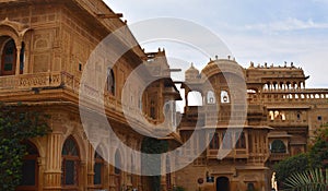 This is an image of beautiful ancient and old buildings of maharaja palace in jaisalmer rajasthan india