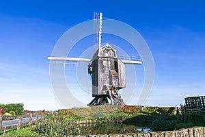 Image of beautiful blue sky with old windmill.