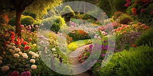 Image of beautiful colorful flowers garden