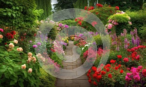 Image of beautiful colorful flowers garden