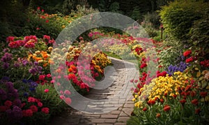 Image of beautiful colorful flowers garden