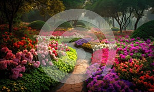 Image of beautiful colorful flowers garden